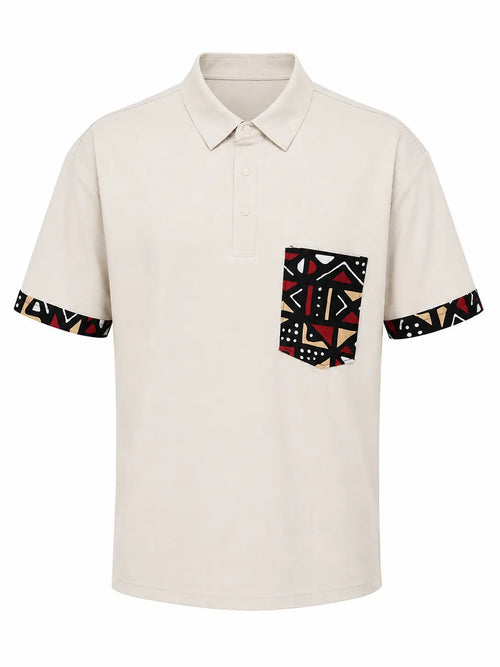 Polo SAANO BOGO avec détails bogolan africain – vue de face
