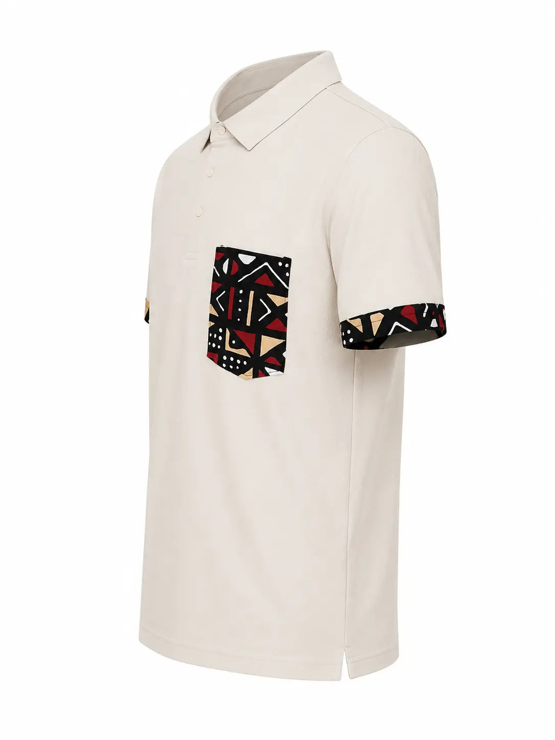Polo SAANO BOGO avec détails bogolan africain – vue de côté