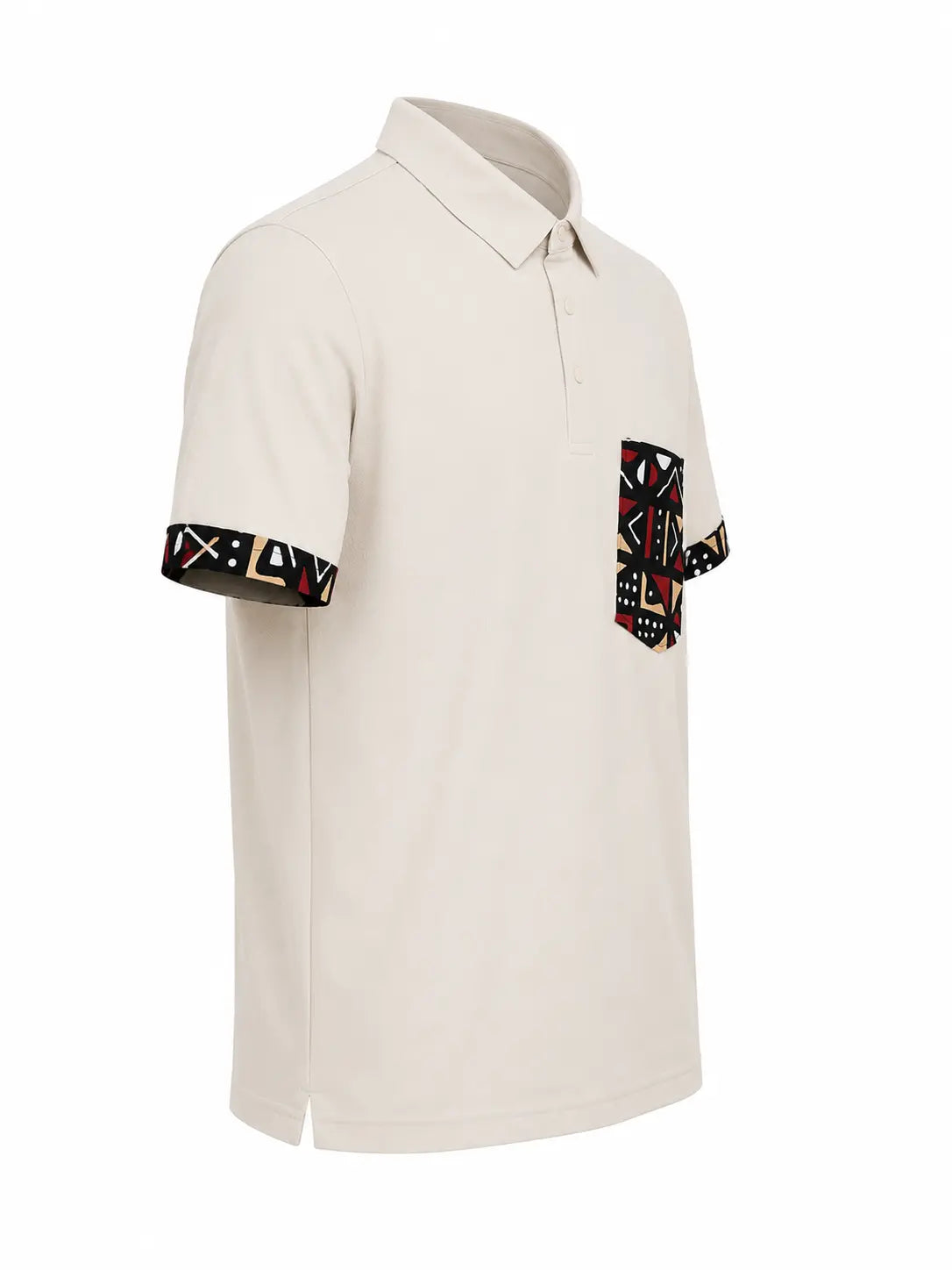 Polo SAANO BOGO avec détails bogolan africain – détail manchette