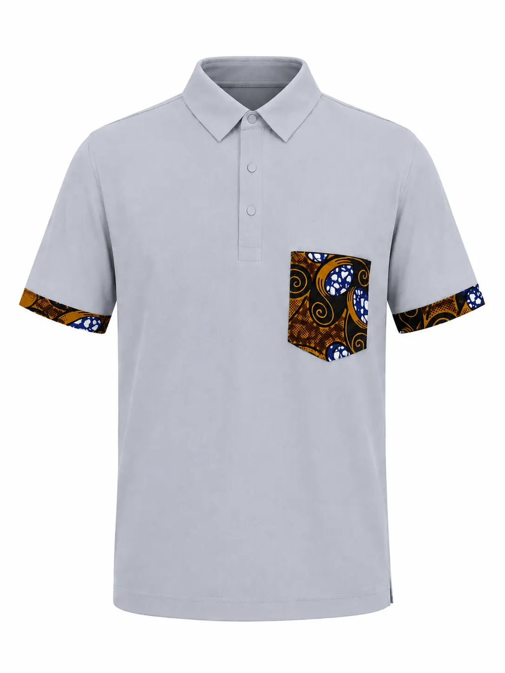 Polo ZURI bleu avec détails wax ocre – vue de face