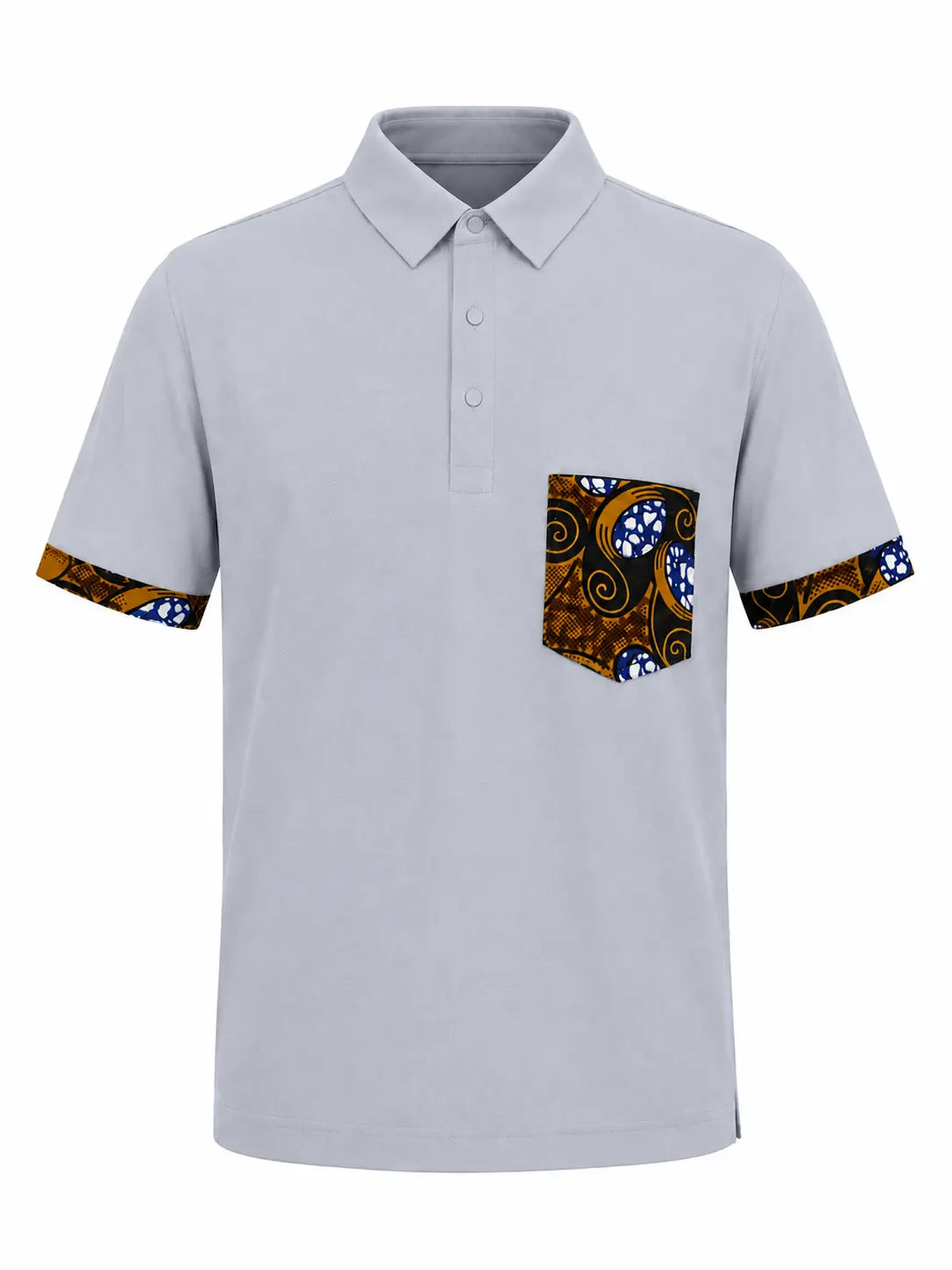 Polo ZURI bleu avec détails wax ocre – vue de face