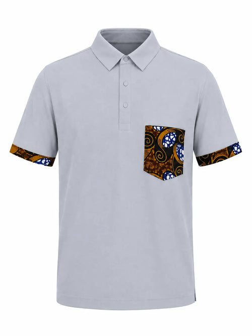 Polo ZURI bleu avec détails wax ocre – vue de face