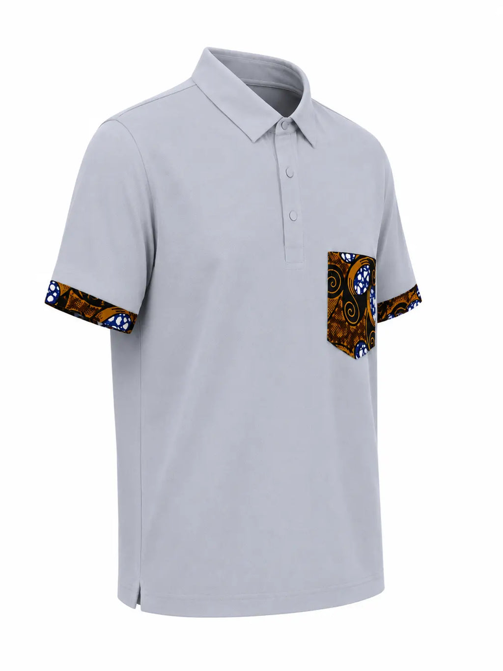 Polo ZURI bleu avec détails wax ocre – détail manchette