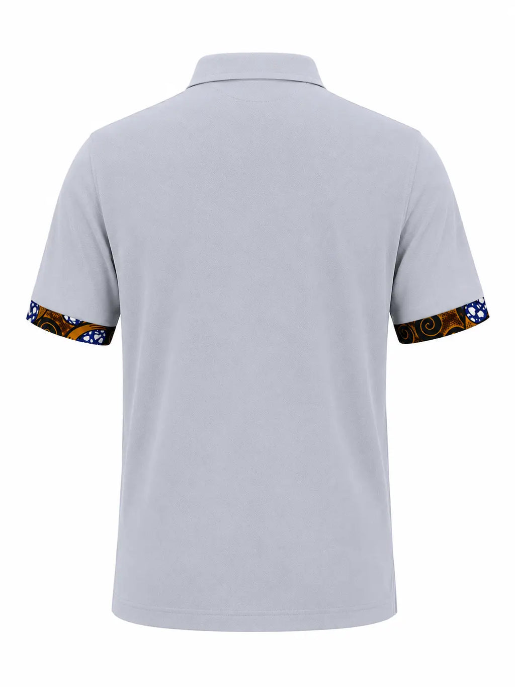 Polo ZURI bleu avec détails wax ocre – vue de dos